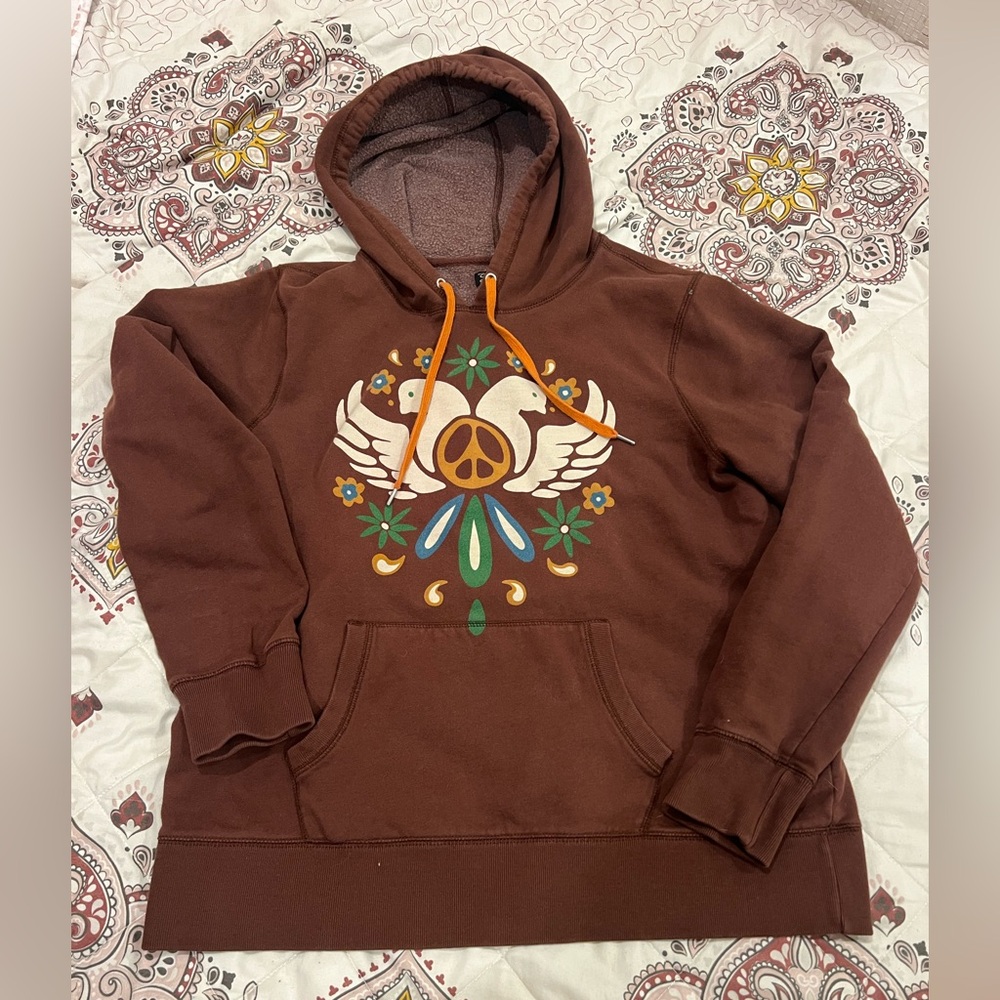 Vintage Lucky Brand Peace Dove Brown hoodie